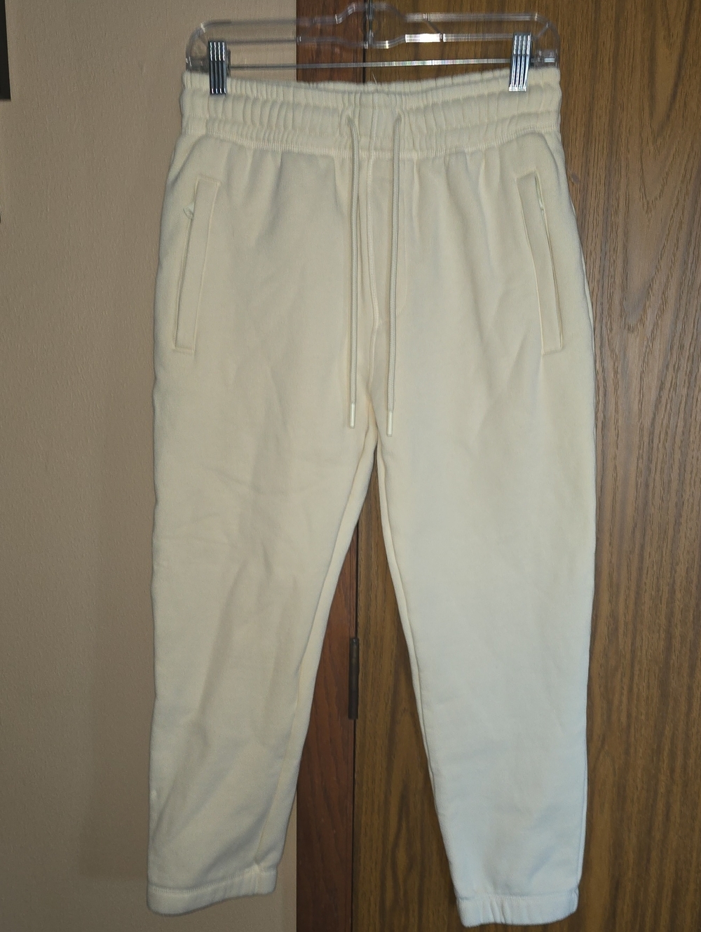 Women's Cream Drawstring Jogger Pants